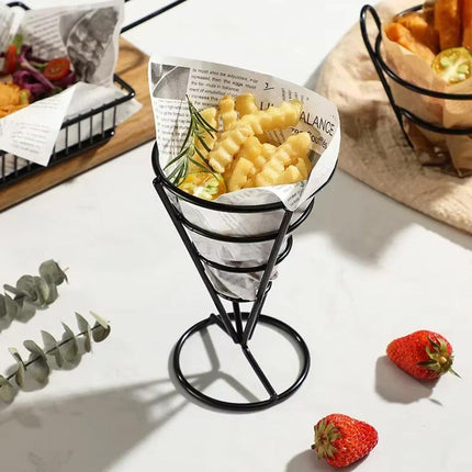 2X Snack Rack Fried Chicken Chip Cone Fryer French Fries Wire Oil Holder Basket