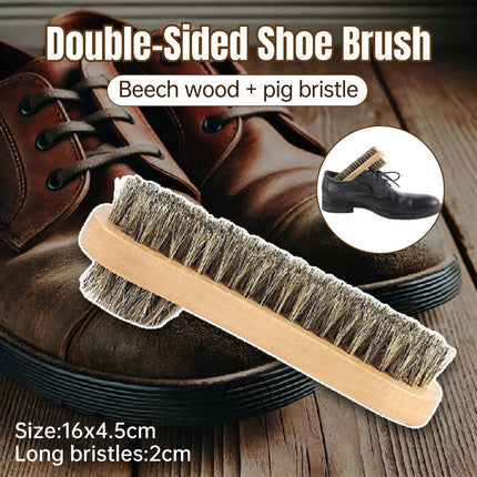 Double Sided Leather Shoe Polish Brush Oval Oiled Scrub Shoe Cleaning Tool