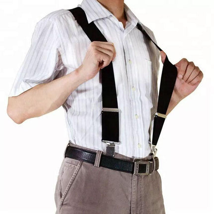 35/50MM Extra Wide Men's Adjustable Elastic Suspenders Clip On Braces Trouser - Aimall