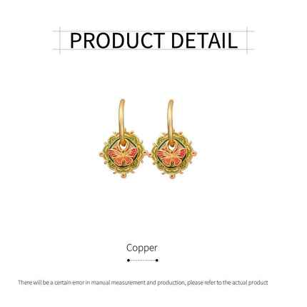 Women Fashion Retro Colorful Oil Drop Butterfly Earring High-end Luxury Simple