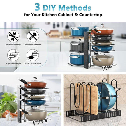 Adjustable Multi Layer Pot Lid Rack Vertical Storage Organizer Countertop Holder