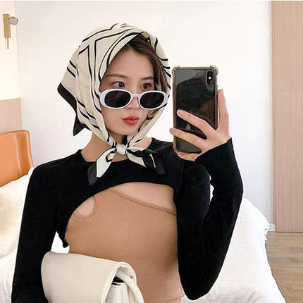 Square Silk Feel Satin Scarf Small Vintage Head Neck Hair Tie Band Women Elegant - Aimall