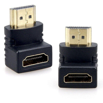 Utility HDMI Male to HDMI Female 90 Degree Right Angle Adapter Plated Converter - Aimall