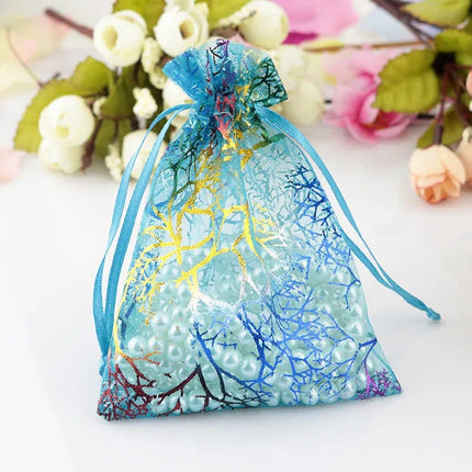 100X Coral Organza Bag Sheer Bags Candy Packaging Jewellery Gift Wedding Pouch
