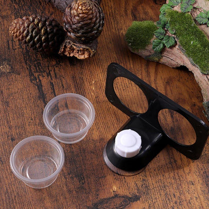 Dual Reptile Food and Water Bowl with Suction Cup Detachable Feeder for Lizards