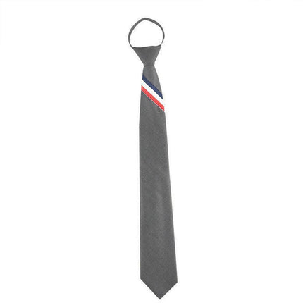 Men's zipper tie Fashion Pattern Striped Cotton Tie Preppy Student Slim Necktie - Aimall
