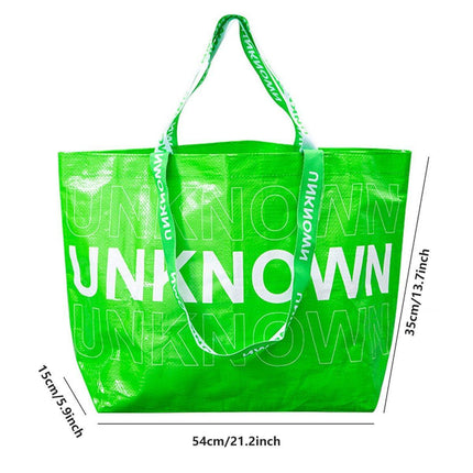 5pcs Hand Woven Green Handbags Waterproof Eco-Friendly Shopping Tote Bags