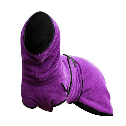 Pet Bathrobe Clothes Dog Towel Drying Robe Soft Warm Super Absorbent Purple - Aimall