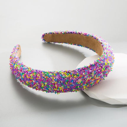 Hairband Padded Sponge Sequin Women's Wide Hair Band Hoop Headband Fashion - Aimall