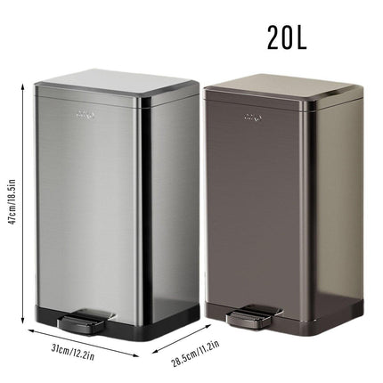 20L Rubbish Bin Foot Operated Household Trash Can with Lid Large Capacity