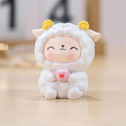 Creative Mini Cartoon Lamb Resin Figurines Duck Ornament Statue Miniatures - Aimall