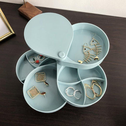 Rotating Jewelry Storage Box Cute 4 Layer Large Capacity Display Stand Organizer