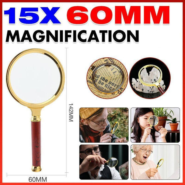15X Magnifier Magnifying Glass Loupe Reading Jewelry Aid Big Large Handheld 60Mm - Aimall