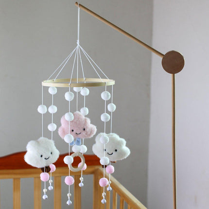 Felt Ball Cloud Mobile Hanging Bed Bell Wind Chime for Nursery or Room Decor