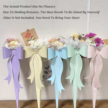 10pcs Fresh Flower Bouquet Packaging with Colourful Bows and Flower Gift Box