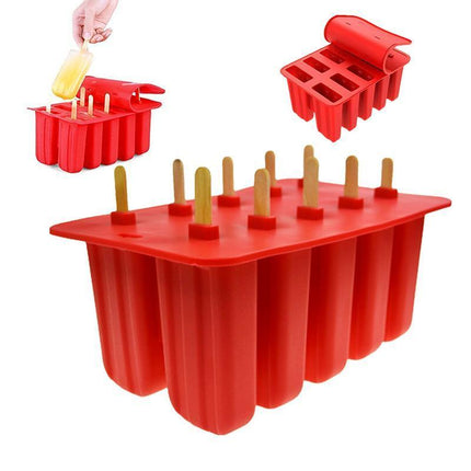 Silicone Ice Mould Cream Block Molds icy Pole Jelly Pop Popsicle Maker 10 Frozen - Aimall