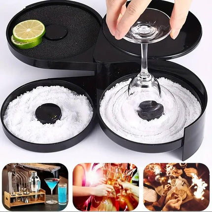 Triple Plastic Salt and Sugar Rim Container for Cocktail Juice Flavoring Dipping