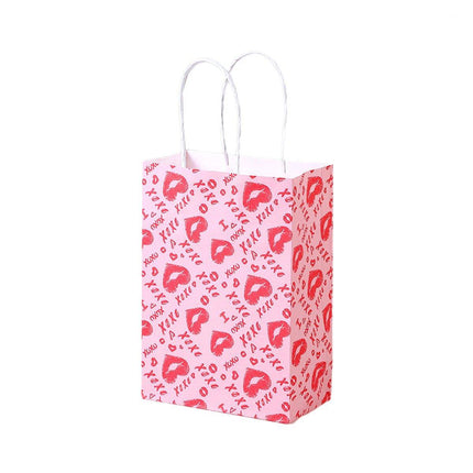 30x Valentines Day Love-Themed Tote Bag Elegant Kraft Paper Handbag Lightweight