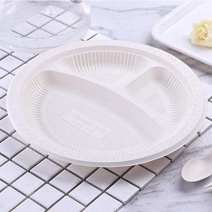 100pcs Corn Starch Degradable Dinner Plates Bone Dish Fruit Plate Simple Party