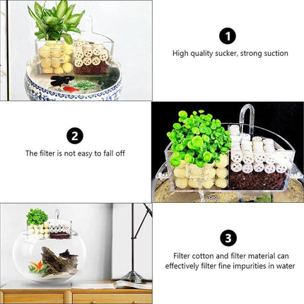 Round Fish Tank Filter Box Aquarium Trickle Box Small External Top Quiet Water Purification Three-in-One Filter