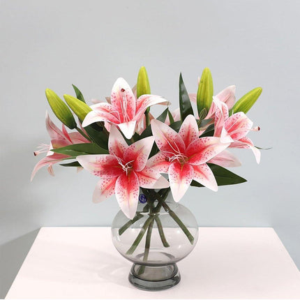 2PCS Artificial Lily Flowers Wedding Home Decor Fake Wild Lily Floral Stems
