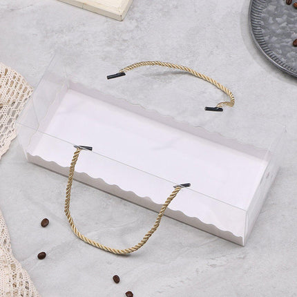 25pcs Rectangular Transparent Cake Roll Packing Box Portable Swiss Pastry Box