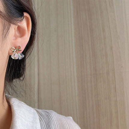 Blue Wind Chime Gold Bow Earrings Fashion Jewelry Boho Style Dangle Earrings