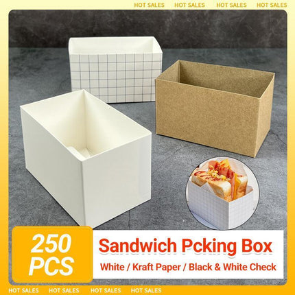 250PCS Packaging Box Sandwich Box Wrapping Paper Breakfast Hamburger Kitchen L - Aimall