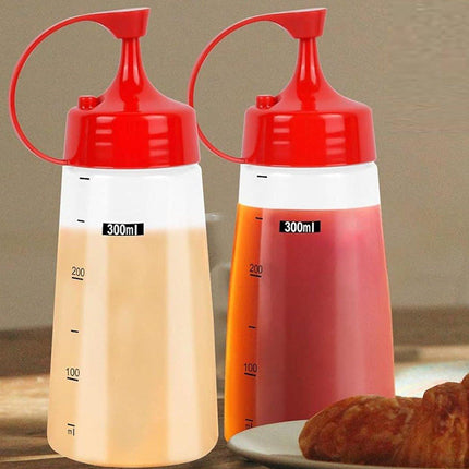 5PCS 300ml Wide Mouth Sauce Squeeze Bottle Large Capacity Plastic Dispenser Set