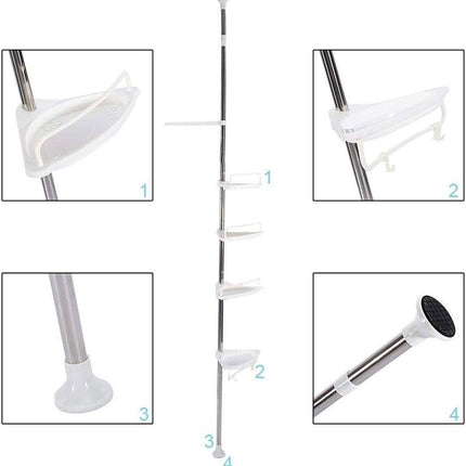 Retractable Tripod Bathroom Storage Shelf Perforation Free Floor Organizer Shelf