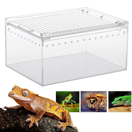 Clear Pet Box Slide Lid Reptile Breeding Habitat Panoramic View Terrarium