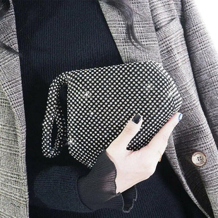 Elegant Triangle Sequin Evening Clutch Bag Glitter Solid Colour Shell Purse