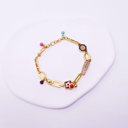 Chinese Vintage Colourful Flower Bracelet Simple Hand Jewelry for Women