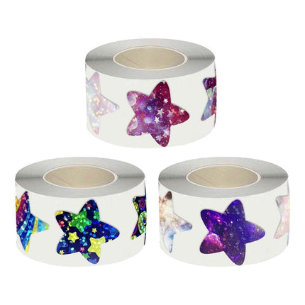 6Rolls Self-Adhesive Star Space Stickers Decorative Sticker Label Roll Bonus Set