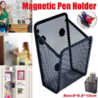 Metal Iron Mesh Pen Holder Magnetic Square Office Desk Storage Organizer Box