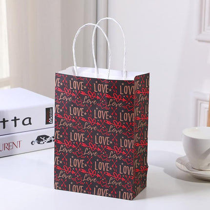 30x Valentines Day Love-Themed Tote Bag Elegant Kraft Paper Handbag Lightweight