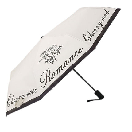 Vintage Rose UV Protection Automatic Manual Tri-fold Sun Rain Umbrella Sunshade