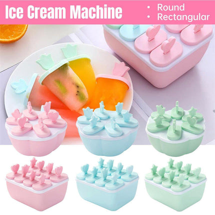 6/8 Cells Mould Maker Ice Cream Pop Reusable Icy Pole Frozen Square Molds Block