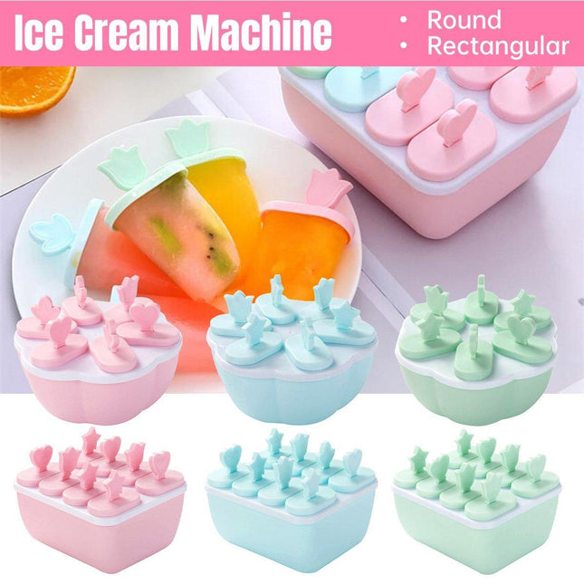 6/8 Cells Mould Maker Ice Cream Pop Reusable Icy Pole Frozen Square Molds Block