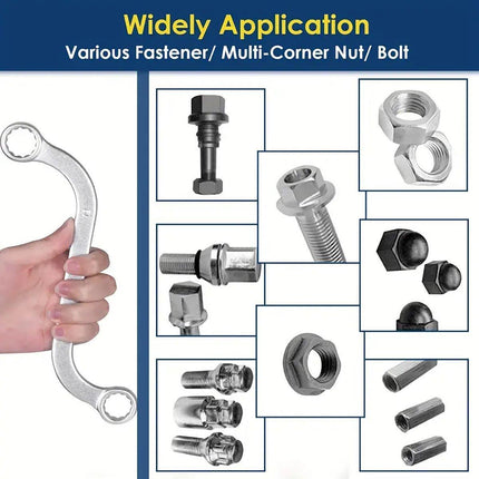 5PCS Double Ended S-Shaped Ring Wrench Set Purpose U Shaped Curved Handle Tools