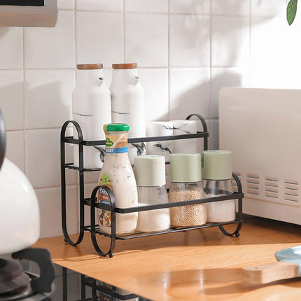 Iron Double Storage Shelf Organiser Durable Metal Rack for Kitchen Bathroom Use