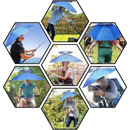 2-Layer Outdoor Foldable Sun Umbrella Hat Fishing Camping Headwear Cap Head Hat