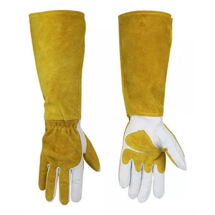 Long Welding Gloves Heat Resistant Leather Gloves for Grill or Fireplace Use