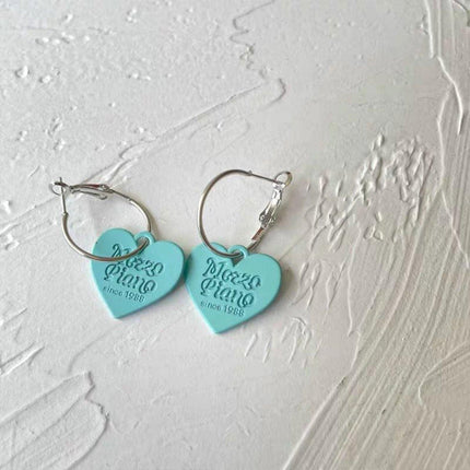 Green Academy Style Heart Shaped Cute Earring Clip Women Fashion Jewelry