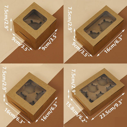 25Pcs Paper Cupcake Box with Window for Party Wedding Bakery Gift Packaging