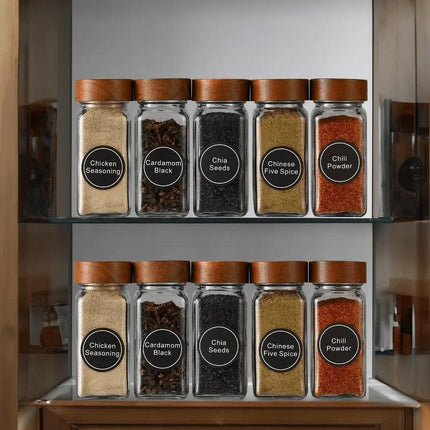 12pcs Square Glass Spice Jars Clear Storage Containers Kitchen Spice Organizing