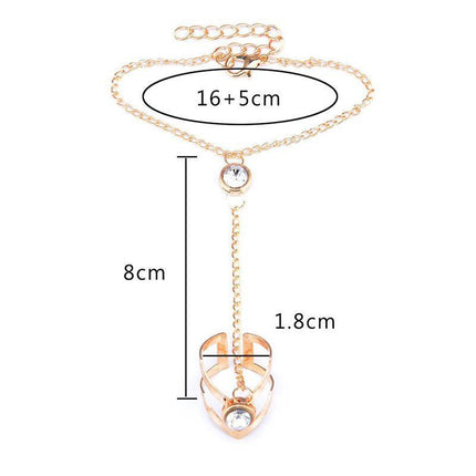 Geometric Hollow Arrow Ring Bracelet Integrated Creative Finger Chain Set Chain - Aimall