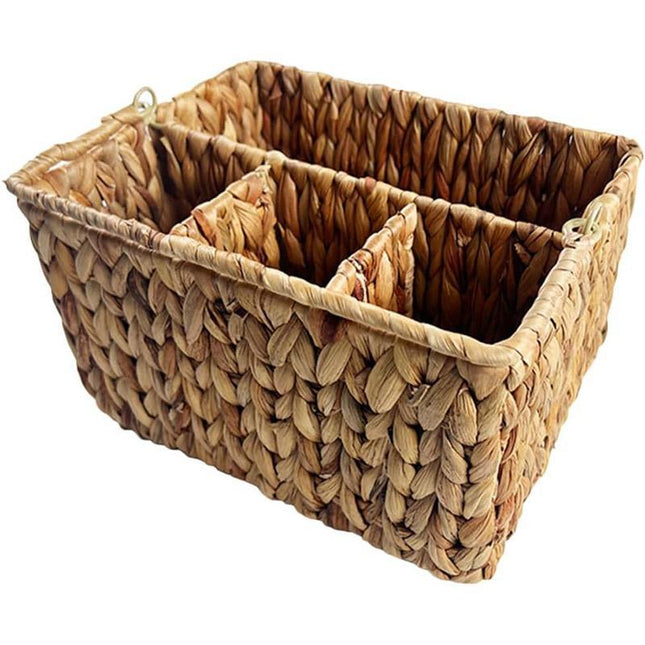 Straw Woven Tote Basket Storage for Snacks Fruit Cutlery Organizer Home Decor