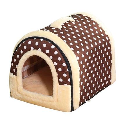 L Size Pet House Kennel Soft Igloo Beds Cave Cat Puppy Bed Warm Cushion Fold - Aimall