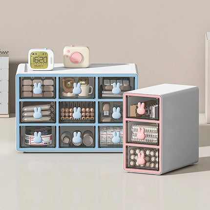 Transparent Rabbit Organizer Multi Compartment Desktop Storage Box Drawer Holder